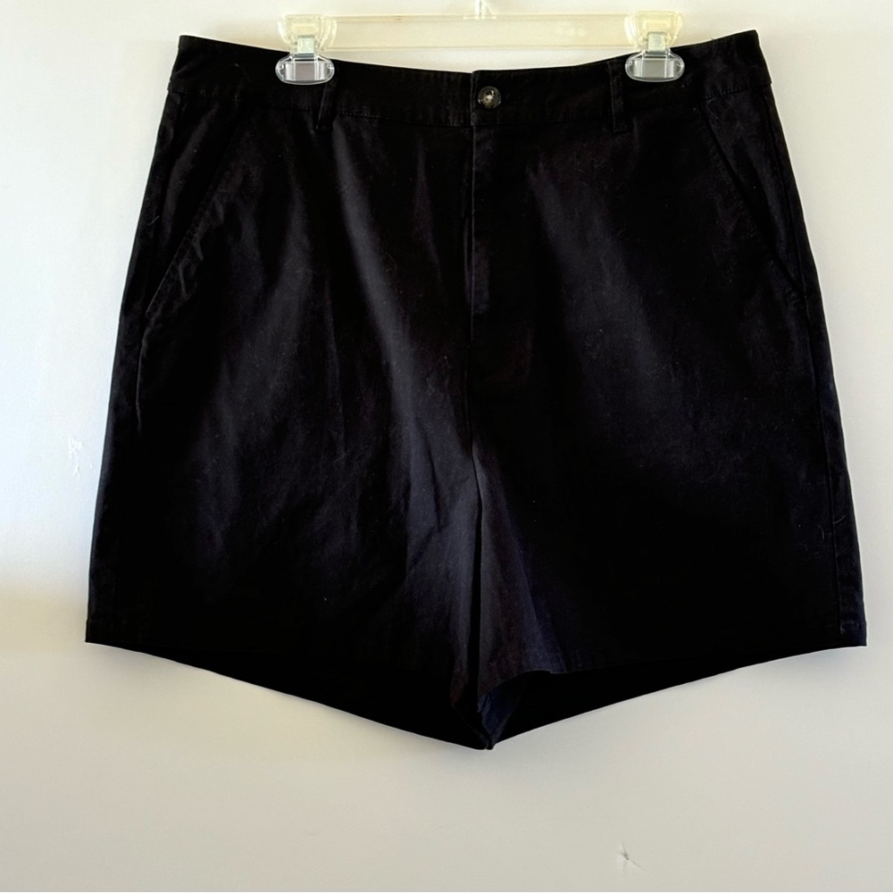 ASOS Design Men’s Black Cotton Shorts Zip front Slash Pockets 36 Waist 18 Length